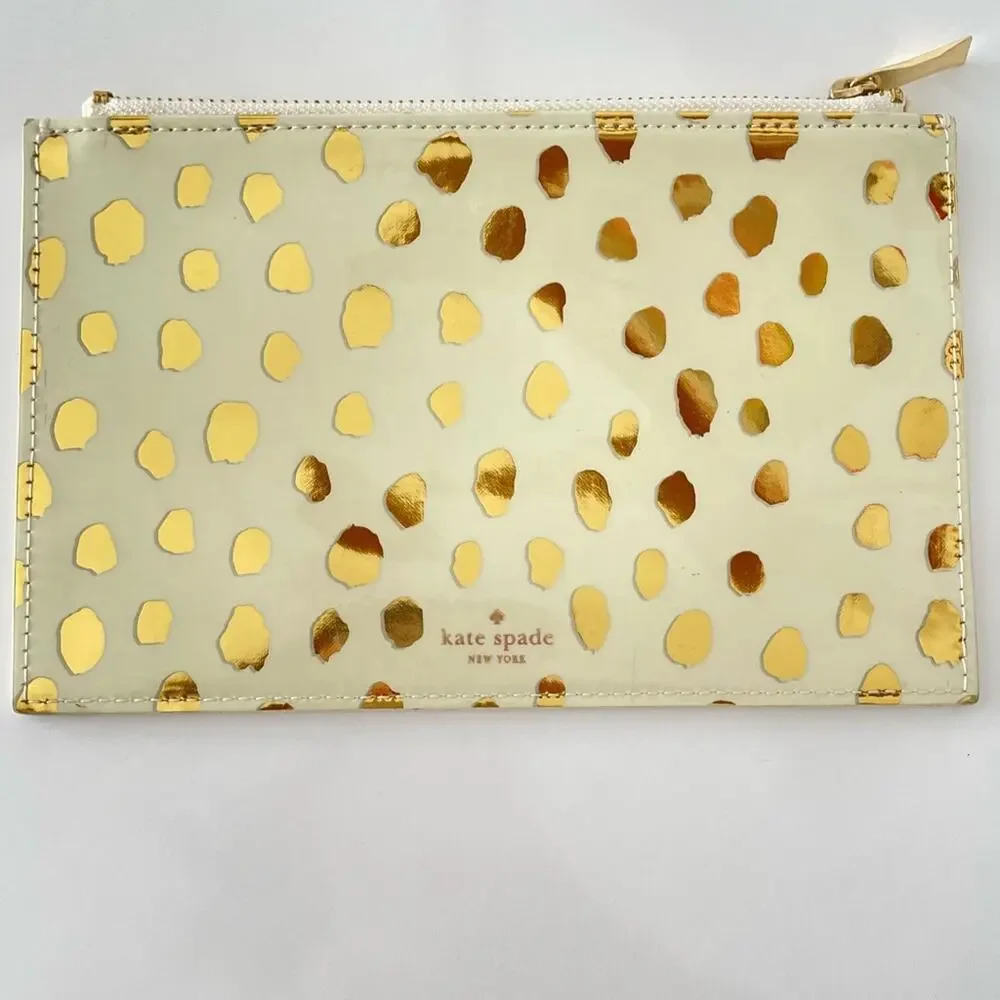 Kate Spade New York Flamingo Dot Gold Pencil Pouch